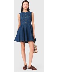 Maje - Short Flared Denim Dress - Lyst