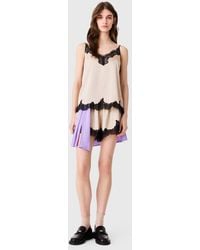 Maje - Satin Top With Lace Details - Lyst