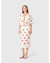 Maje - Embroidered Linen-Silk Pencil Skirt - Lyst