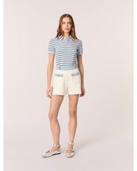 Maje - Knitted Shorts With Denim Trim - Lyst