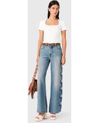 Maje - Jean Large Avec Broderie Florale - Lyst