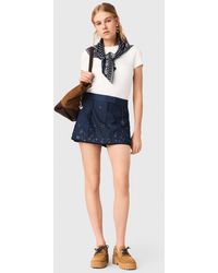 Maje - Embroidered Layered Denim Shorts - Lyst