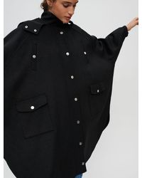 Manteau Façon Tweed Ceinturé Maje en coloris Noir Femme Vêtements Manteaux Manteaux courts 
