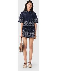 Maje - Cropped Embroidered Taffeta Shirt - Lyst