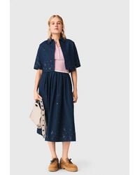 Maje - Embroidered Cropped Denim Shirt - Lyst