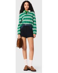 Maje - Cropped Striped Polo Jumper - Lyst