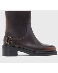 Maje - Flat Leather Ankle Boots - Lyst
