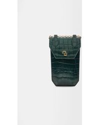 Maje Embossed Leather Phone Case - Green