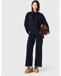 Maje - Denim Shirt With Pussy Bow - Lyst