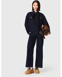 Maje - Denim Shirt With Pussy Bow - Lyst