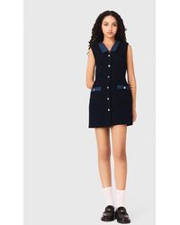 Maje - Tweedkleid Mit Denim-Details - Lyst