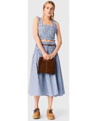 Maje - Smocked Rhinestone Cotton Top - Lyst