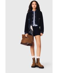 Maje - Bouclé And Denim-Detail Jacket - Lyst