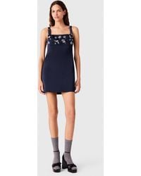 Maje - Short Embroidered Satin Dress - Lyst