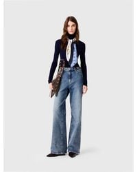 Maje - Wide-Leg Leather Buckle Jeans - Lyst