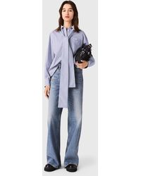 Maje - Striped Pussy Bow Shirt - Lyst