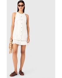 Maje - Embroidered Linen-Blend Dress - Lyst