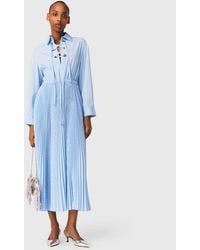 Maje - Long Pleated Dress With Eyelets - Lyst