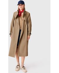 Maje - Long Belted Trench, Buttons - Lyst