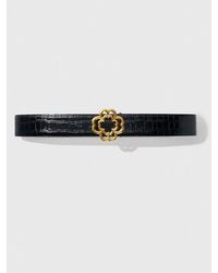 Maje - Croc-Effect Leather Double M Belt - Lyst