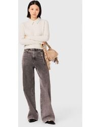 Maje - Pearl-Collar Ribbed Jumper - Lyst