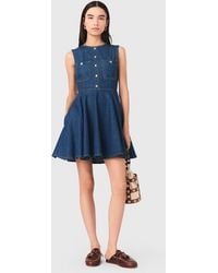 Maje - Short Flared Denim Dress - Lyst