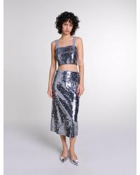 Maje - Top En Maille Ornée De Sequins - Lyst
