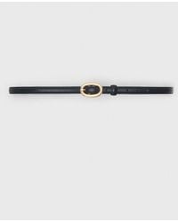 Maje - Slim Leather Oval Buckle Belt - Lyst