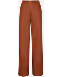 Malo - Leather Palazzo Trousers - Lyst