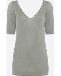 Malo - Silk And Linen V-Neck Sweater - Lyst