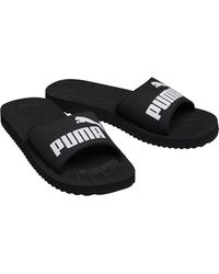 puma black and white slides