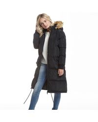Brave Soul Marcello Long Fur Trim Hooded Puffer Black