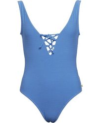 Jack Wills Durleston Tie Front Swimsuit Blue Check
