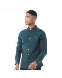 Farah Brewer Slim Button Down Long Sleeve Shirt Bright Emerald - Green