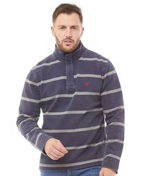 Crew Pique Sweat Stripe Sweat Steel/paloma - Blue