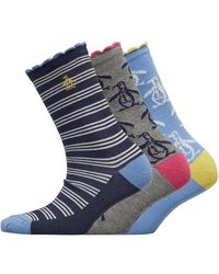 Original Penguin Drei Pack Socken Mehrfarbig - Grau