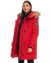 Brave Soul Jacobs Faux Fur Parka Red/natural