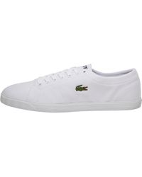 lacoste mens riberac leather trainers white dark blue