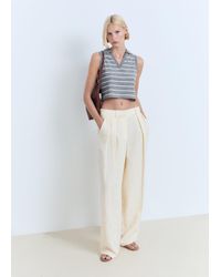 Mango - Striped Cropped Polo Shirt - Lyst