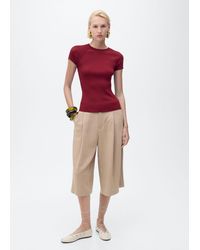 Mango - Ribbed-Knit Short-Sleeved Sweater - Lyst