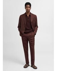 Mango - Slim-fit Pleated Linen Trousers - Lyst