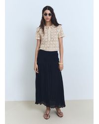 Mango - Short-Sleeved Crochet Sweater - Lyst