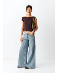 MANGO TEEN - Wide-Leg Jeans With Studded Seams - Lyst