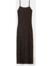 Mango Semi-transparent Lace Long Dress in Black | Lyst