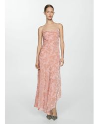 Mango - Asymmetrical Dress With Draped Neckline Pastel - Lyst