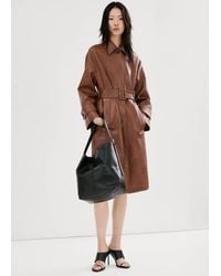Mango - Long Faux-Leather Trench Coat With Belt - Lyst
