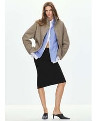 Mango - Coat With Funnel Neck And Belt - Lyst