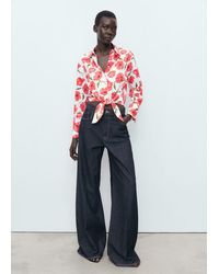 Mango - Floral-Print Poplin Shirt - Lyst