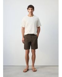Mango - Cotton-Linen Blend Denim Bermuda Shorts, Regular Fit - Lyst
