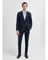 Mango - 100% Linen Slim-fit Suit Jacket Dark - Lyst